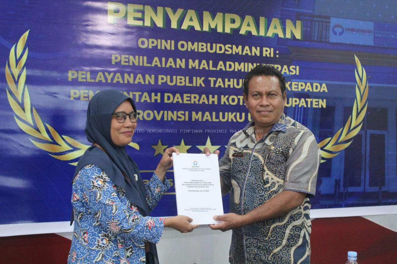 Terima Hasil Penyerahan Penilaian Opini Ombudsman, Asisten I Tekankan Keseimbangan Antara Pelayanan Publik yang Memuaskan dan Administrasi yang Akuntabel